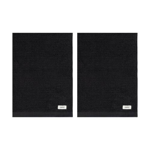 2PK Esprit 800GSM Porto Cotton Ribbed Bathroom Bath Mat 50x80cm Onyx Black