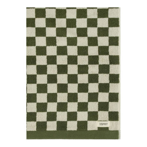 Esprit 800GSM Zenith Bathroom Cotton Bath Mat Checkered Olive Khaki Green