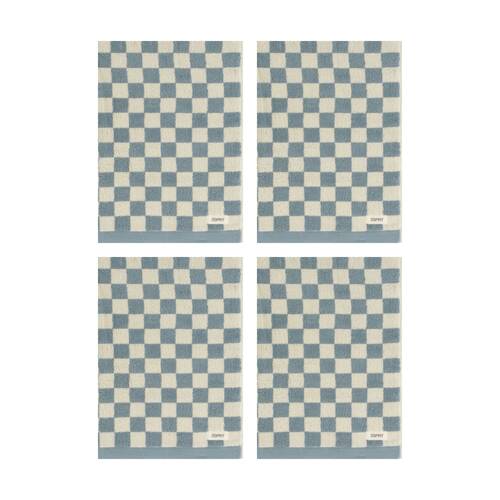 4PK Esprit 800GSM Zenith Bathroom Cotton Bath Mat Checkered Chambray Blue