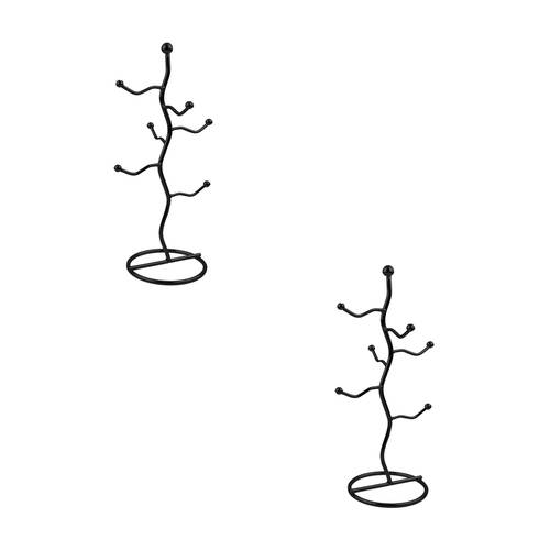2PK Entrée Wiggly Mug Tree Cup Storage Holder Stand - Black