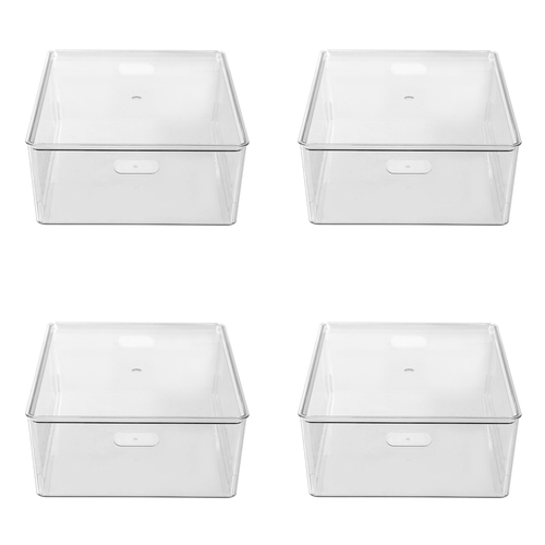4PK Boxsweden Crystal Tidy Box Container w/ Lid 24L/54cm - Clear