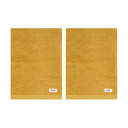 2PK Esprit 600GSM Porto Cotton Ribbed Bath Sheet 74x168cm Honey Yellow