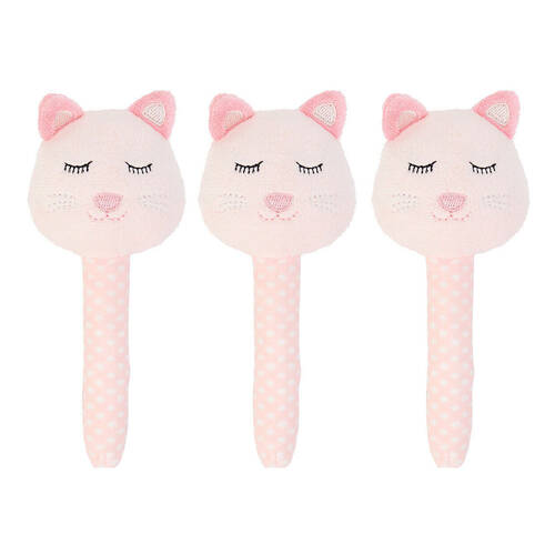 3PK Annabel Trends Mini Hand Rattle Baby Toy 14cm - Cat