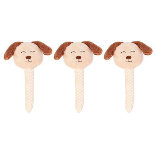 3PK Annabel Trends Mini Hand Rattle Baby Toy 14cm - Puppy