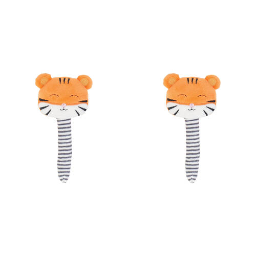 2PK Annabel Trends Mini Rattle 14x6.5cm Baby Soft Plush Toy Tiger 0y+