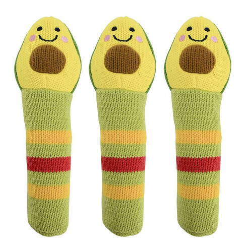 3PK Annabel Trends Knit Hand Rattle Baby Toy 18.5cm - Avocado