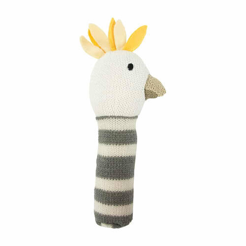 Annabel Trends Baby Hand Rattle Knit Sensory Play Toy 18.5cm Cockatoo