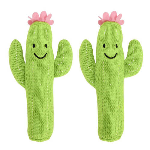 2PK Annabel Trends Baby Hand Rattle Knit Sensory Play Toy 18.5cm Cactus