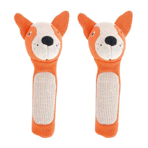 2PK Annabel Trends Knit Hand Rattle Baby Toy 18.5cm - Dingo