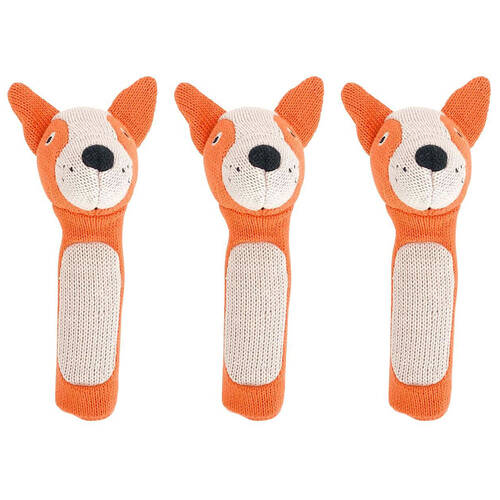 3PK Annabel Trends Knit Hand Rattle Baby Toy 18.5cm - Dingo