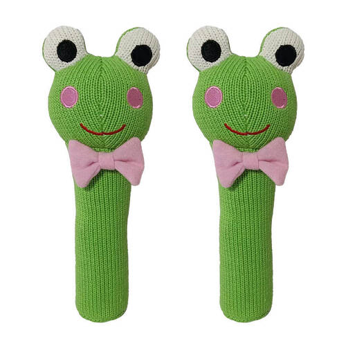 2PK Annabel Trends Baby Hand Rattle Knit Sensory Play Toy 18.5cm Frog