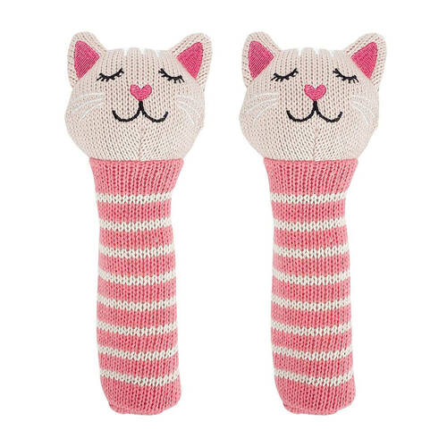2PK Annabel Trends Knit Hand Rattle Baby Toy 18.5cm - Kitten