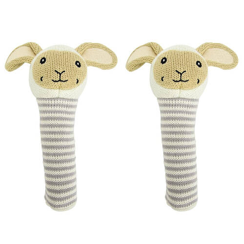 2PK Annabel Trends Knit Hand Rattle Baby Toy 18.5cm - Lamb