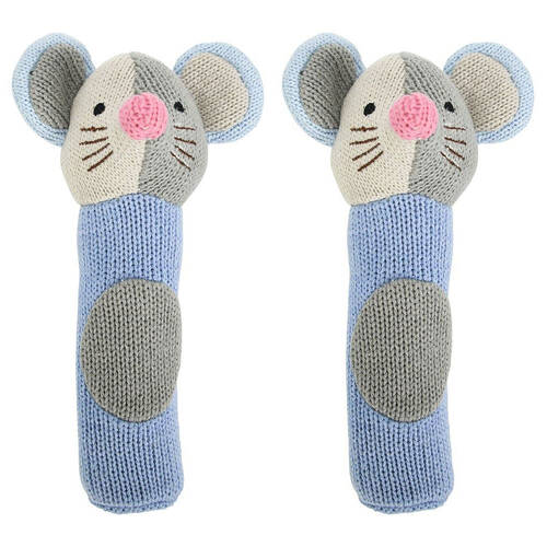 2PK Annabel Trends Knit Hand Rattle Baby Toy 18.5cm - Mouse