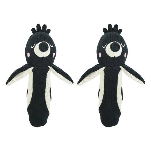 2PK Annabel Trends Knit Hand Rattle Baby Toy 18.5cm - Magpie