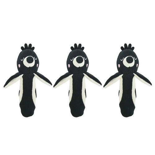 3PK Annabel Trends Knit Hand Rattle Baby Toy 18.5cm - Magpie
