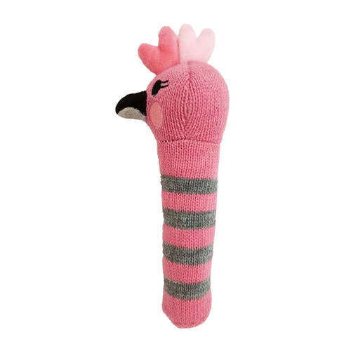 Annabel Trends Baby Hand Rattle Knit Sensory Play Toy 18.5cm Pink Galah