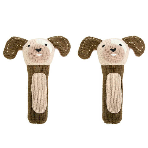 2PK Annabel Trends Baby Hand Rattle Knit Sensory Play Toy 18.5cm Puppy