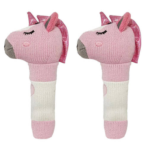 2PK Annabel Trends Knit Hand Rattle Baby Toy 18.5cm - Unicorn
