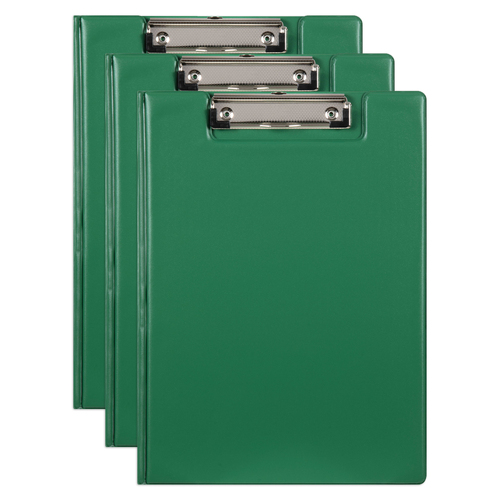 3PK Marbig PP Clipfolder A4 File Organiser Folder w/ Clip - Green