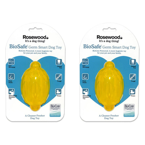 2PK Rosewood Biosafe Smart Tough Pet Dog Chew Interactive Fun Play Toy Lemon Yellow