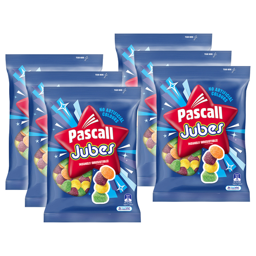 6PK Pascall Jubes Soft Chew Lollies/Confectionery 300g