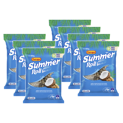 6PK Europe Summer Roll Minis Chocolate & Coconut Snacks 150g