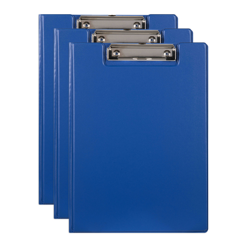 3PK Marbig PP Footscalp Clipfolder File Organiser w/ Clip - Blue