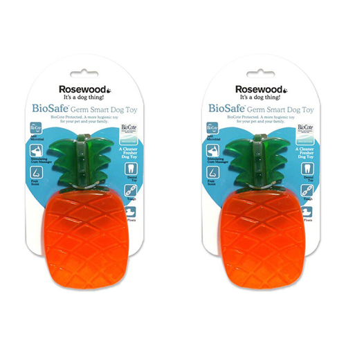 2PK Rosewood Pineapple Biosafe Pet Dog Chew Bite Dental Fetch Play Toy Blue/Orange