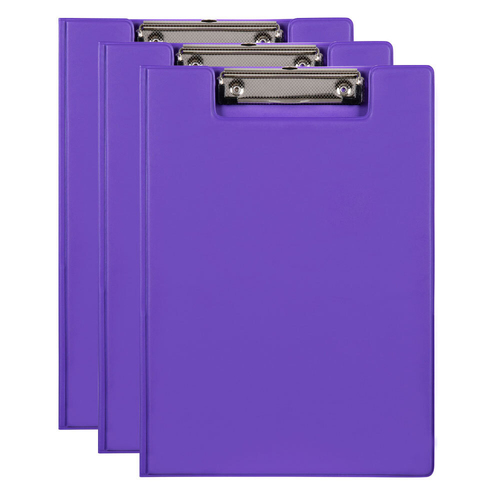3PK Marbig PP Summer Colour A4 Document Clipfolder - Purple