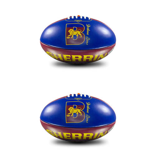 2PK Sherrin PVC AFL Team Logo Football - Brisbane Lions Size 2 Maroon & Navy