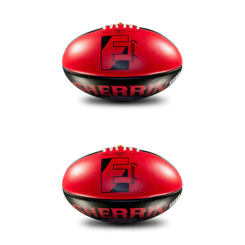 2PK Sherrin PVC AFL Team Logo Football - Essendon Bombers Size 2 Red & Black