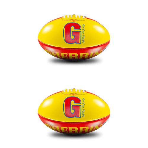 2PK Sherrin PVC AFL Team Logo Football - Gold Coast Suns Size 2 Red & Yellow