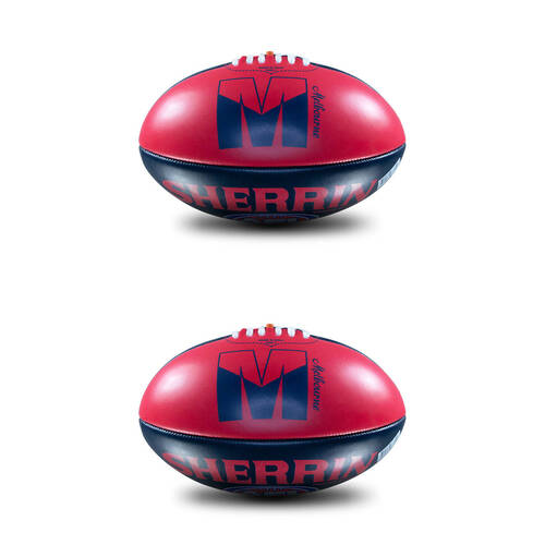2PK Sherrin PVC AFL Team Logo Football - Melbourne Demons Size 2 Red & Navy