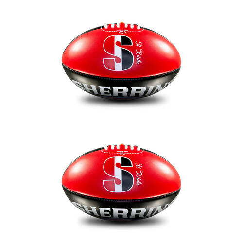 2PK Sherrin PVC AFL Team Logo Football - St Kilda Saints Size 2 Red & Black