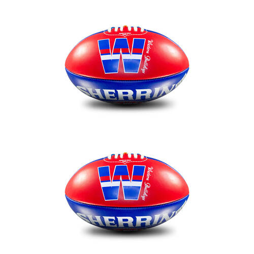 2PK Sherrin PVC AFL Team Logo Football - Western Bulldogs Size 2 Red & Blue