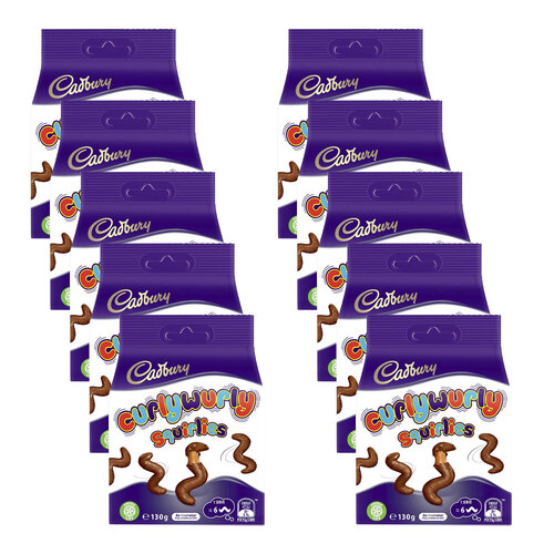 10pc Cadbury 130g Curly Wurly Squirlies Bite Sized Chocolates