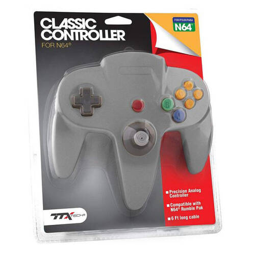 TTX Tech N64 Wired Video Game Controller Replica - Grey