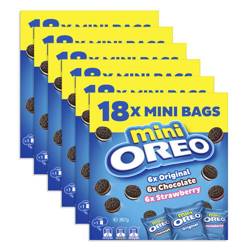 6pc Oreo Mini Large Variety Pack 367g Sweet Chocolate Biscuits