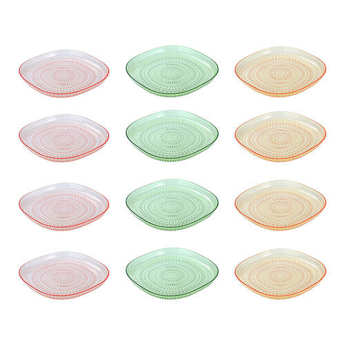 12PK Lemon & Lime Moroccan Deco Dinner Plate 25cm Amber/Green/Pink Assorted 