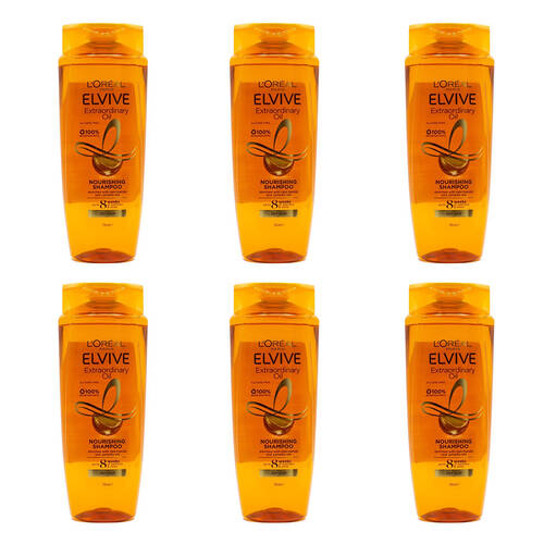 6PK Loreal 700ml Shampoo Nourishing Extraordinary Oil for Dry Hair
