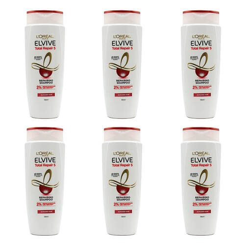 6PK Loreal 700ml Shampoo Repairing Total Repair 5 Damaged Hair