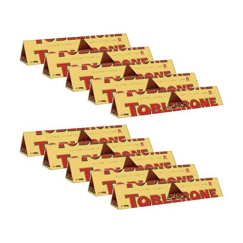 10PK Toblerone Swiss Milk Chocolate W/ Honey and Almond Nougat Confectionery