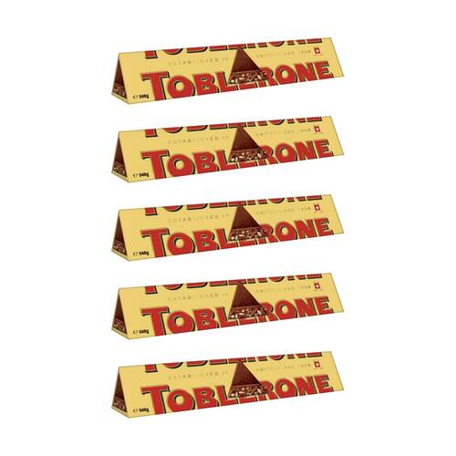 5PK Toblerone Swiss Milk Chocolate W/ Honey and Almond Nougat Confectionery