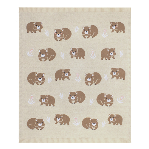 Living Textiles Australiana 85cm Cotton Baby Blanket - Wombat/Beige