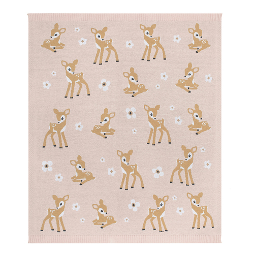 Living Textiles Whimsical 85cm Cotton Baby Blanket - Fawn/Blush