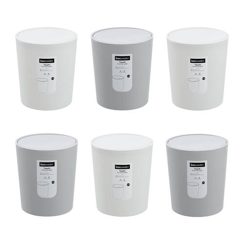 6PK Boxsweden Touch Swing Home/Office Bin Round 2.7L Assorted