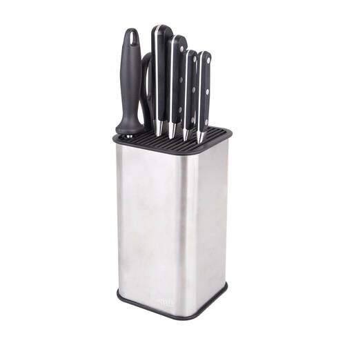 Appetito Square Universal Stainless Steel Knife Block 12.7x22.4cm