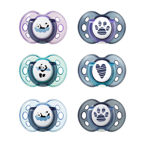 6pc Tommee Tippee Anytime Soother Baby 18-36M