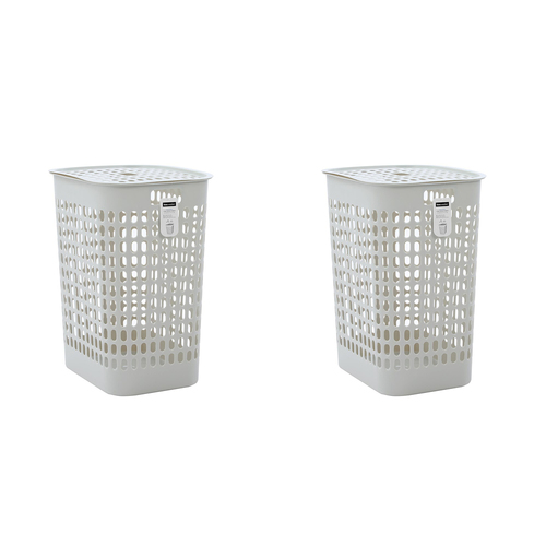 2PK Boxsweden 58L Laundry Lidded Basket Hamper Large - Assorted